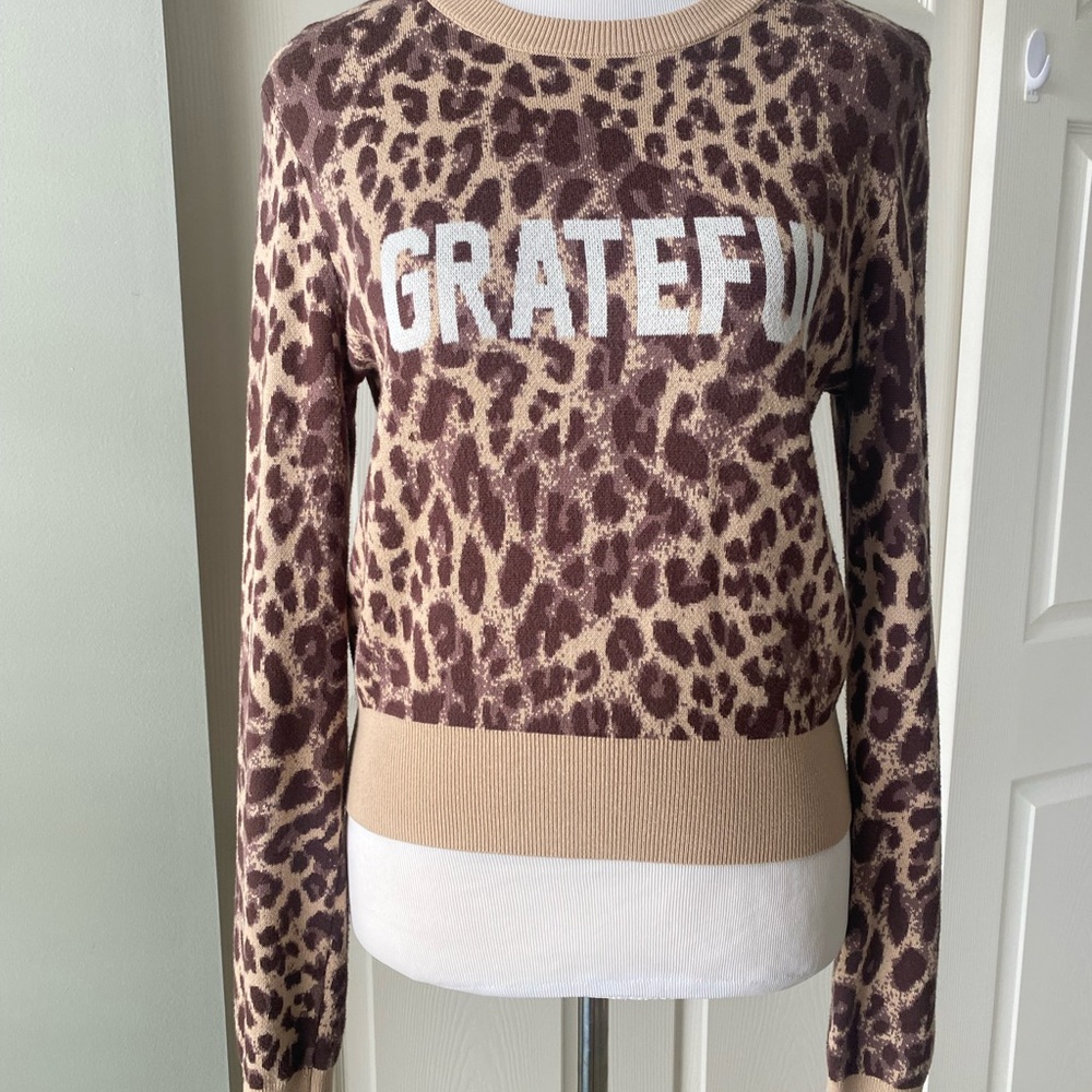 Spiritual Gangster Grateful Sweater Animal Print Cheetah Leopard Size Small